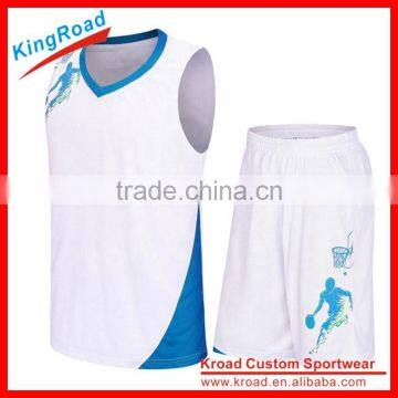 Dri fit basketball uniforms, custom basketball jersey white and blue color