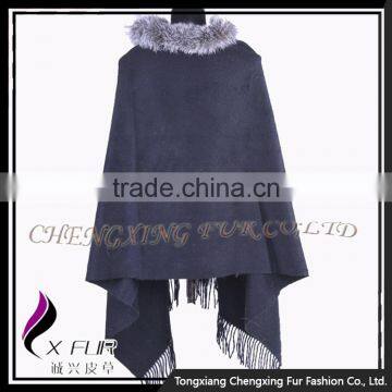 CX-B-P-51 High Quality Factory Price Fox Fur Trimmed Pashmina Special Cashmere Scarf photo-4