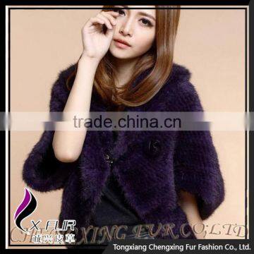CX-B-M-28C 2016 Fashional Lady Knitted Winter Mink Fur Poncho and Shawl photo-3