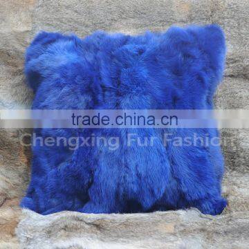 CX-D-17 40x40cm Europe Fashion Patchwork Rabbit Fur Cushions Home Decor Pillow photo-3