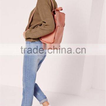 Oversized Drop Shoulder Roll Neck Crop Jumper Knitwear Sweater High Collar Pullover Brown Women Winter Clothings photo-6