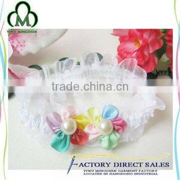 Elegant Kids Girls Party Shiny Faux Pearls Headband Flowers Shape Elastic Headband photo-4