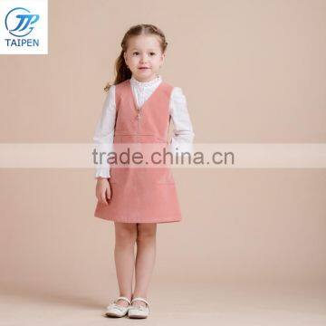 2017 Girls Casual Frock Designs For Party Kids Clothes Of 2pcs Set Including Sleeveless Dress And Shirt photo-2