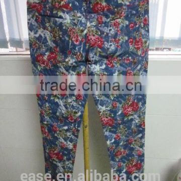 women denim printing fabric 95% cotton 5% spandex sexy tight pants wholesale to South American