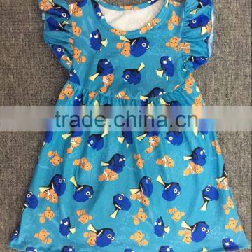 2017 new design children girl dress childrens clothing clownfish dress