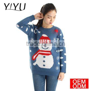 Custom Women Party Knitwear Long Sleeve Smiley Snowman Christmas Sweater photo-2