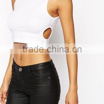 Sexy Crop Top with Circle Cut Outs for 2015 Summer Ladies