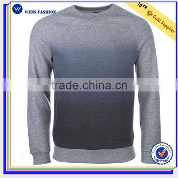 Ombre Raglan Sleeves Embroidered Mens Crewneck Sweatshirt Hoodie photo-2