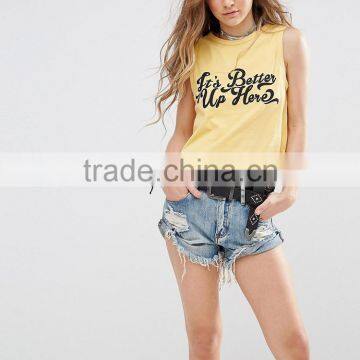 Guangzhou Shandao OEM Wholesale Casual Summer 95% Cotton 5% Spandex Ladies Sexy Printing Breathable Quick Dry Fitness Tank Top photo-2