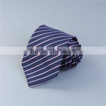 Polyester Necktie Navy Blue Stripe Polyestser Necktie photo-3