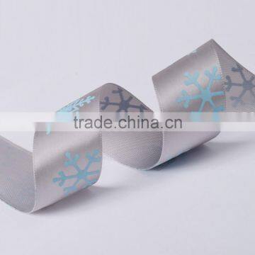1" Wide Snowflake Printed Satin Christmas Holiday Ribbons photo-2