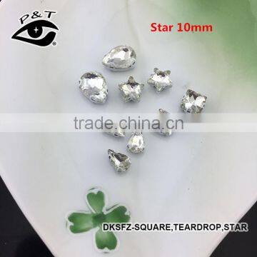 Hot sales 8x8mm Square shape Sew on Crystal Rhinestone With Metal Claw