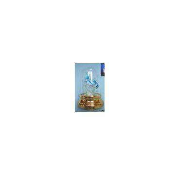 Sell Glass Dolphin Couple LED Lamp with Golden Plastic Musical Base