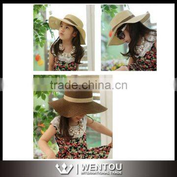 Kids Wide Brim Straw Beach Hat