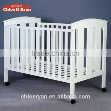 Safety standards convenient design baby crib attached bed with removable wheels