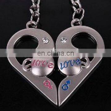 Fashion New Design Love Letters Cups Rhinestone Heart Keychain Couple Valentine's Day Gift