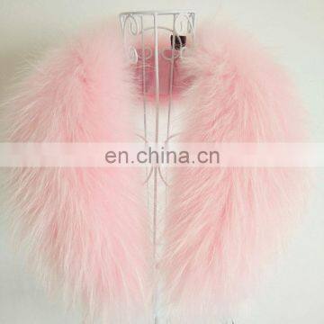 Pink whole raccoon fur fluffy real fur collar decoration winter collar