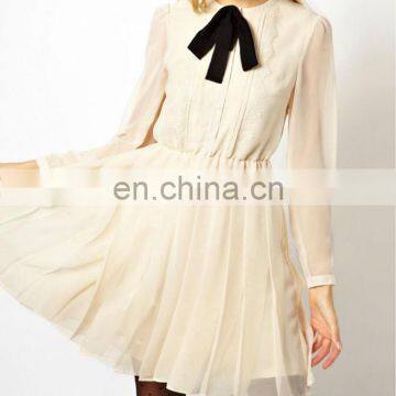 CHEFON Lace bib and pussybow midi smart casual dress