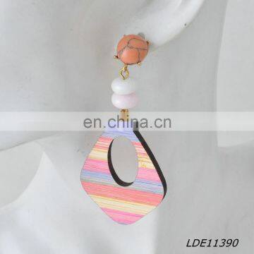 colorful wooden earrings boho earrings wood jewelry