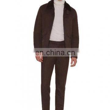 Red Wine First Woolen Down Jackets With Fur Collar photo-2
