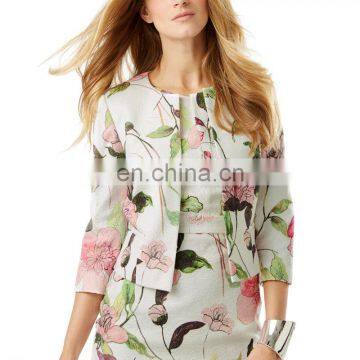 Spring Fashion New European Floral Lady Jacket Long Sleeve Cotton Elegant Ladies Fancy Jacket photo-2