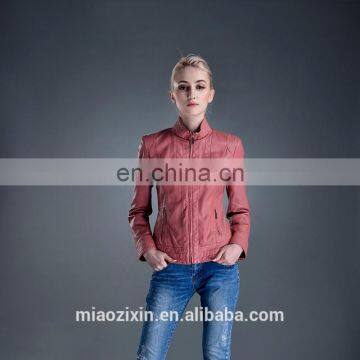 High quality fashion zipper latest design winter spring women PU leather jacket