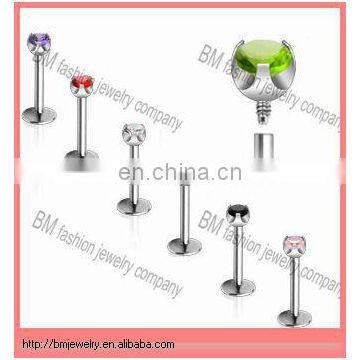 16 gauge lip ring crystal labret body piercing jewelry
