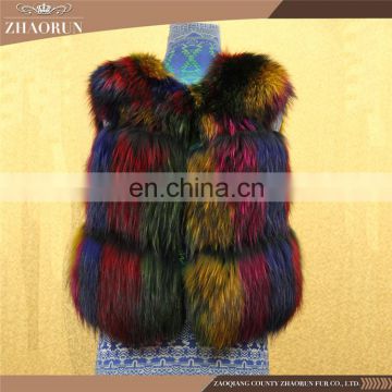 Hot Sell Lady Genuine Raccoon Fur Vest And Coat / Short Dyed Raccoon Fur Coat Jackets