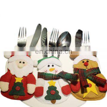 Christmas Day Decoration Kitchen Tableware Holder Pocket Knife Fork Spoon Lovely Santa Claus Snowman Elk Cutlery Bag
