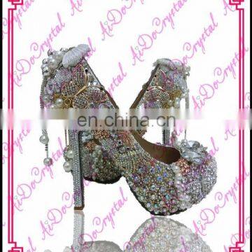 Aidocrystal handmade luxury Peacock Decoration high heel shoes and bag set