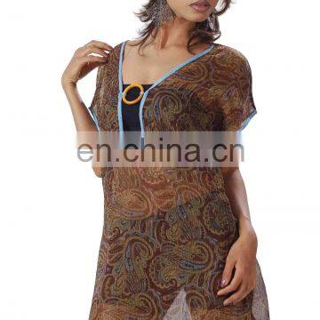 Aarav Chiffon Short Sleeve Round Neck Designer Western High Fashion Dress for Women