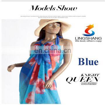 Lingshang Silk Scarf Female Chemical Fiber Scarf Ultralarge Thin Summer Sunscreen Cape Beach Towel Scarf Long Design photo-4