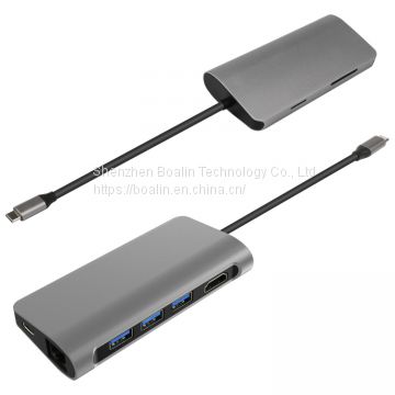 BL-U603 TYPE-C TO USB3.0x3+HDMI+RJ45+PD+SD/TF HUB 8 in 1