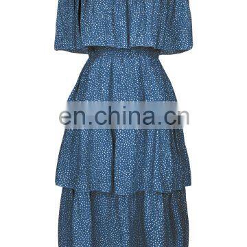 Spring and Summer 2020 New Word Shoulder Cake Group Dress Explosion Models Women's Clothing Factory Direct Sales photo-2