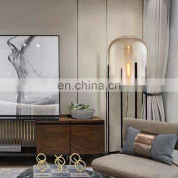Zhongshan Nordic Light Four Tripod Amber Glass Shade Led Fancy Floor Lamp photo-6